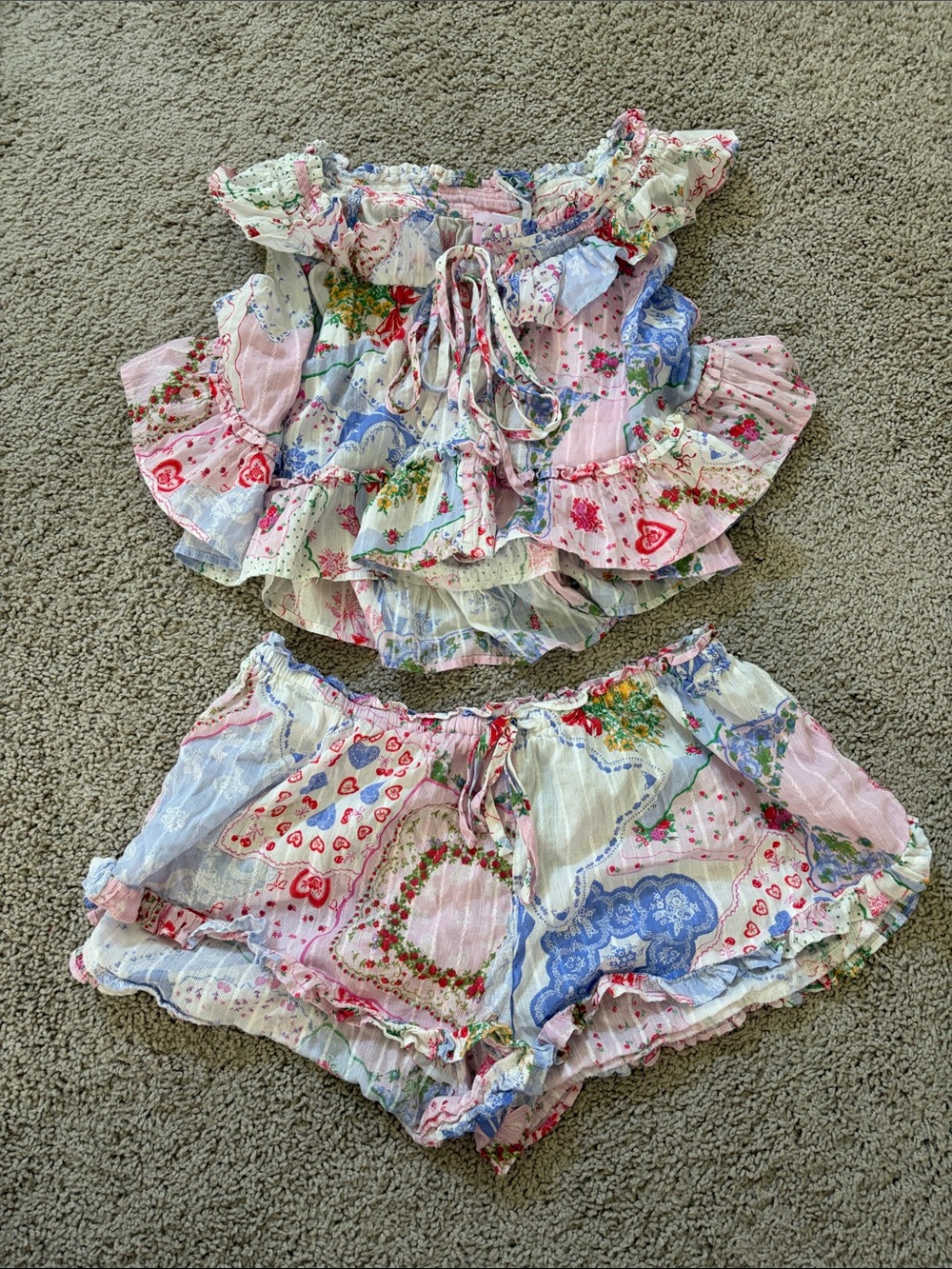Out from Under Floral Patchwork Ruffle Pajama Set - Picture 4 of 6